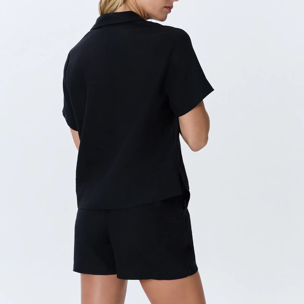 Quince European 100% linen short sleeved shirt | Black, size small - Picture 6 of 6